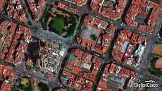 Construction of Sagrada Família, Barcelona, Spain, April 2015. WorldView-3 satellite ©DigitalGlobe